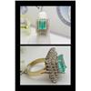 Image 1 : Emerald and diamond ring.  Emerald is 4