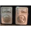 Image 1 : Two 1995 Silver American Eagles NGC MS6
