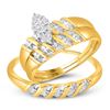 Image 1 : Diamond Marquise-shape Cluster Bridal Wedding Trio Mens Ring Band Set 10k Yellow Gold