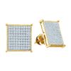 Image 1 : Diamond Square Cluster Stud Earrings 3/8 Cttw 10kt Yellow Gold