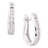 Image 1 : Diamond Single Row Oblong Hoop Earrings 1/4 Cttw 14kt White Gold