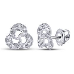 Diamond Trinity Stud Earrings 1/20 Cttw 10kt White Gold