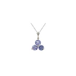 Genuine 0.75 ctw Tanzanite Necklace 14KT White Gold - REF-23N2R