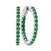 Image 1 : Round Emerald Inside Outside Hoop Earrings 2.00 Cttw 14kt White Gold