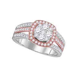 Diamond Cluster Bridal Wedding Engagement Ring 1.00 Cttw 14kt Two-tone Gold