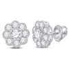 Image 1 : Diamond Flower Cluster Stud Earrings 1.00 Cttw 14kt White Gold