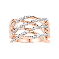 Diamond Crossover Strand Band Ring 1/4 Cttw 10kt Rose Gold
