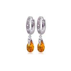 Genuine 2.53 ctw Citrine & Diamond Earrings 14KT White Gold - REF-58W2Y