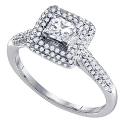Diamond Solitaire Halo Bridal Wedding Engagement Ring 3/8 Cttw 14kt White Gold