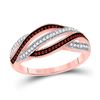 Image 1 : Round Red Color Enhanced Diamond Fashion Band Ring 1/4 Cttw 10kt Rose Gold