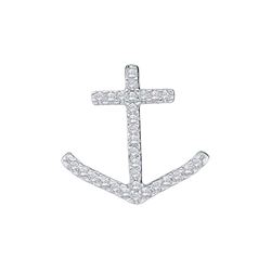 Diamond Anchor Nautical Pendant 1/4 Cttw 10kt White Gold