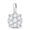 Image 1 : Diamond Flower Cluster Pendant 1/2 Cttw 14kt White Gold