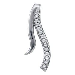 Round Prong-set Diamond Small Simple Journey Pendant 1/20 Cttw 10kt White Gold