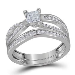 Diamond Bridal Wedding Engagement Ring Band Set 1/2 Cttw 14kt White Gold