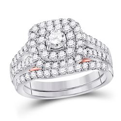 Diamond Bridal Wedding Engagement Ring Band Set 1-1/4 Cttw 14kt Two-tone Gold