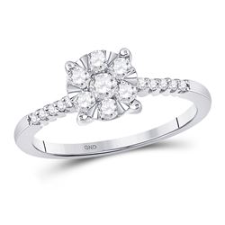 Diamond Flower Cluster Ring 1/2 Cttw 10kt White Gold