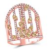 Image 1 : Round Yellow Diamond Fashion Cocktail Ring 1-1/2 Cttw 14kt Rose Gold