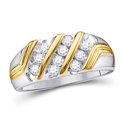 Mens Diamond Wedding Band Ring 1/2 Cttw 10kt Two-tone Gold