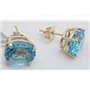 Image 1 : Blue topaz earrings 10x8mm oval 14kt ye