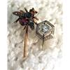 Image 1 : Vintage stick pins one fly with emerald