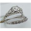 Image 1 : Vintage bridal set approx .15Ctw 18kt w