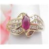 Image 1 : Ruby ring .55Ct marquise with .49Ctw di