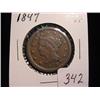 Image 1 : 1847 Large Coronet Penny  VF