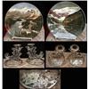 Image 1 : Silver overlay candleholders and a pair