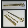 Image 1 : Ornate brass letter opener/scissors set
