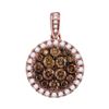 Image 1 : Round Brown Diamond Circle Cluster Pendant 1.00 Cttw 14kt Rose Gold