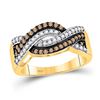 Image 1 : Round Brown Diamond Crossover Band Ring 1/2 Cttw 10kt Yellow Gold