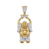 Mens Diamond Laughing Buddha Hotei Charm Pendant 1.00 Cttw 10kt Yellow Gold