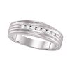 Mens Diamond Ribbed Wedding Band Ring 1/4 Cttw 10kt White Gold
