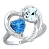 2.61 CTW Diamond, Swiss Blue Topaz & Aquamarine Ring 10K White Gold - REF-27M9A
