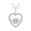 Image 1 : Diamond Cluster Moving Twinkle Heart Pendant 1/5 Cttw 10kt White Gold