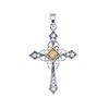 Image 1 : Round Yellow Color Enhanced Diamond Cross Pendant 1/3 Cttw 10kt White Gold