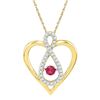 Image 1 : Round Lab-Created Ruby Diamond Infinity Heart Pendant 1/4 Cttw 10kt Yellow Gold