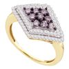 Image 1 : Round Brown Diamond Diagonal Cluster Ring 3/4 Cttw 10kt Yellow Gold