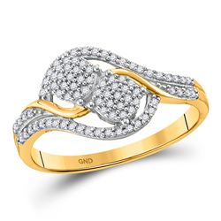 Diamond Double Circle Cluster Ring 1/5 Cttw 10kt Yellow Gold
