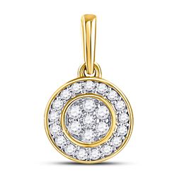 Diamond Circle Frame Flower Cluster Pendant 1/6 Cttw 10kt Yellow Gold