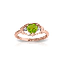 Genuine 0.61 ctw Peridot & Diamond Ring 14KT Rose Gold - REF-40N3R