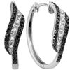 Image 1 : Round Black Color Enhanced Diamond Hoop Earrings 1/5 Cttw 10kt White Gold