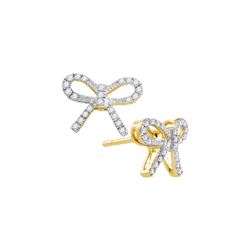 Diamond Bow-tie Stud Earrings 1/5 Cttw 10kt Yellow Gold