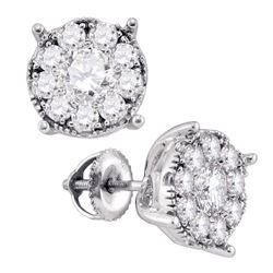 Diamond Cluster Earrings 1/3 Cttw 14kt White Gold
