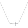 Diamond Small Horizontal Cross Pendant Necklace 1/20 Cttw 10kt White Gold