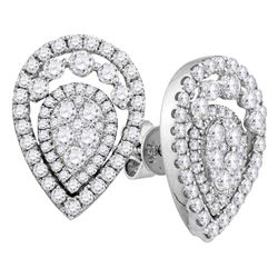 Diamond Convertible Teardrop Dangle Jacket Earrings 1-3/8 Cttw 18kt White Gold