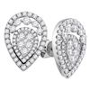 Image 1 : Diamond Convertible Teardrop Dangle Jacket Earrings 1-3/8 Cttw 18kt White Gold