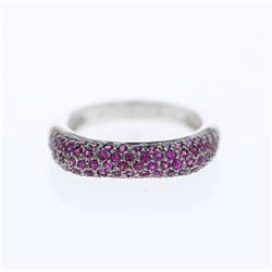 1.05 CTW Ruby Ring 14K White Gold - REF-36M8F