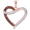 Image 1 : Round Red Color Enhanced Diamond Heart Pendant 1/5 Cttw 10kt Rose Gold