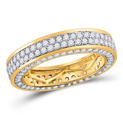 Mens Diamond Double Row Eternity Wedding Band Ring 3.00 Cttw 14kt Yellow Gold